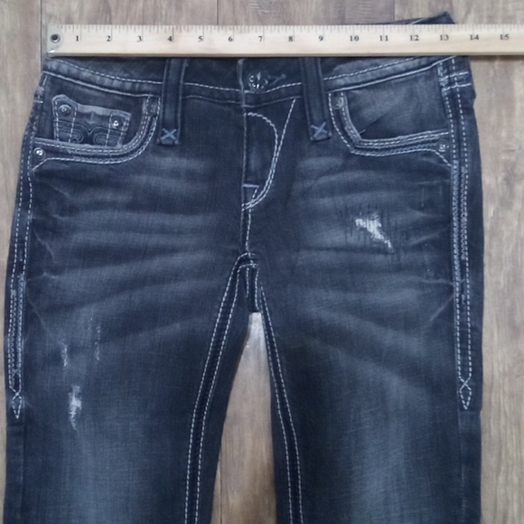 Rock Revival Women's 26 Straight Embellished Embroidered Distressed Black NWOT - Picture 11 of 14